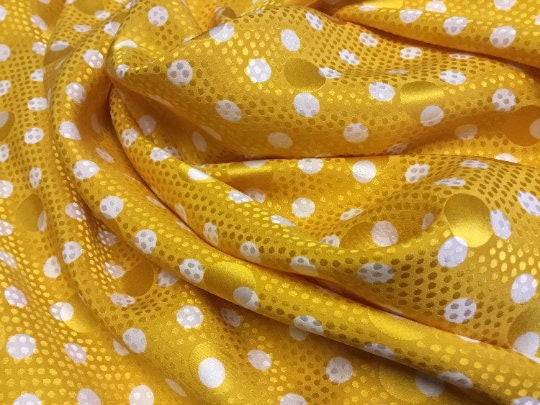 NEW High Class 100% Pure Silk Satin Jacquard Polka Dot Print Fabric
