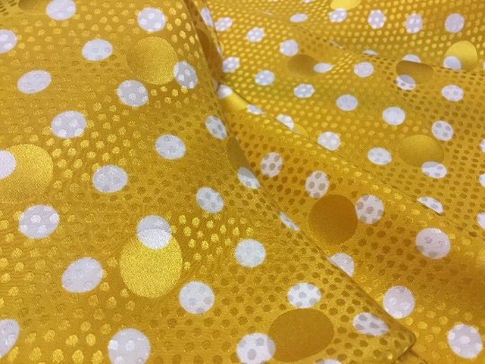 NEW High Class 100% Pure Silk Satin Jacquard Polka Dot Print Fabric