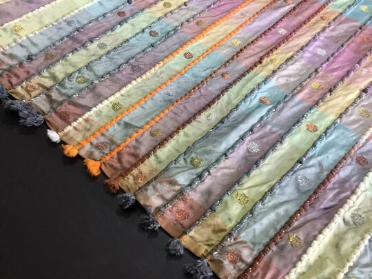 NEW High Class Stripe Embroidered Silk Lurex Fabric