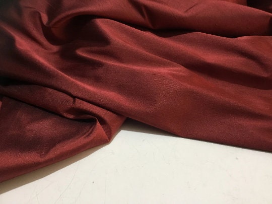 NEW High Class Red Copper Burgundy Colour Stretch Silk Slub Dupion Fabric