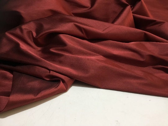 NEW High Class Red Copper Burgundy Colour Stretch Silk Slub Dupion Fabric