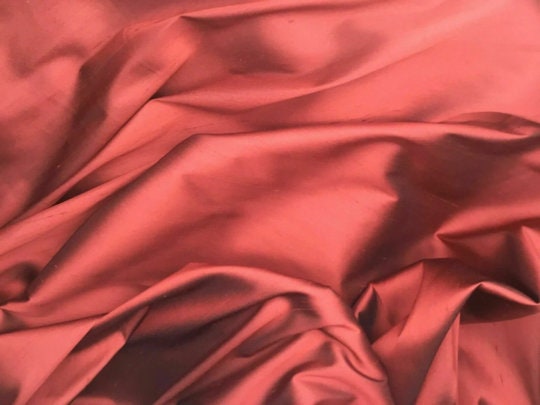 NEW High Class Red Copper Burgundy Colour Stretch Silk Slub Dupion Fabric