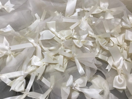NEW Ivory 100% Pure Silk Organza Embroidered Ribbon Bridal Fabric