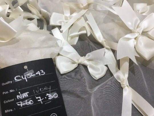 NEW Ivory 100% Pure Silk Organza Embroidered Ribbon Bridal Fabric