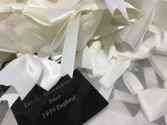 NEW Ivory 100% Pure Silk Organza Embroidered Ribbon Bridal Fabric