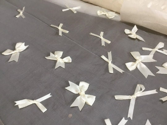 NEW Ivory 100% Pure Silk Organza Embroidered Ribbon Bridal Fabric