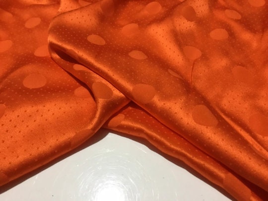 NEW High Class Orange 100% Pure Silk Satin Jacquard Fabric