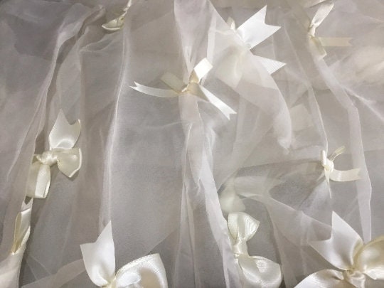 NEW Ivory 100% Pure Silk Organza Embroidered Ribbon Bridal Fabric