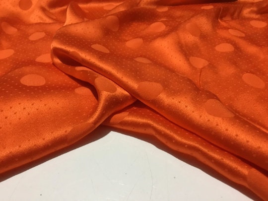 NEW High Class Orange 100% Pure Silk Satin Jacquard Fabric