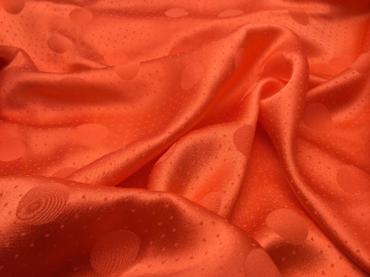 NEW High Class Orange 100% Pure Silk Satin Jacquard Fabric