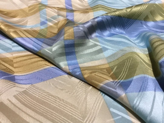 NEW High Class 100% Pure Silk Satin Jacquard Check Print Fabric