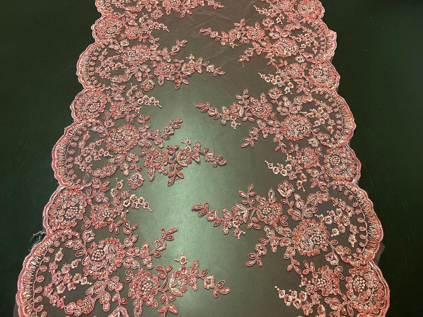 NEW High Class Double Border Embroidered Bead Corded Net Trim / Trimming
