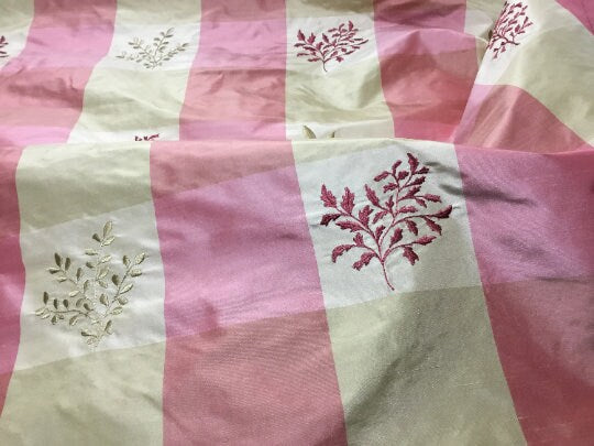 NEW High Class Floral Embroidered 100% Silk Taffeta Fabric