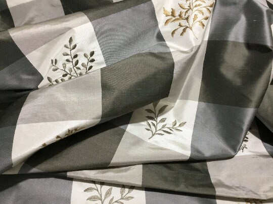 NEW High Class Floral Embroidered 100% Silk Taffeta Fabric