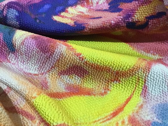 NEW Haute Italian 100% Silk Floral Picasso Print Fabric Made In Italy