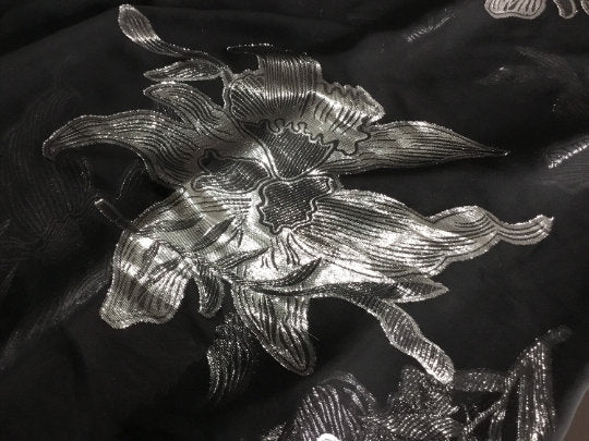 NEW High Class Silk Floral Lurex Fabric