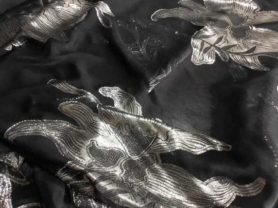 NEW High Class Silk Floral Lurex Fabric