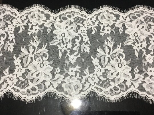 NEW High Class Ivory Bridal Floral Corded Eyelash Lace Trim / Trimming