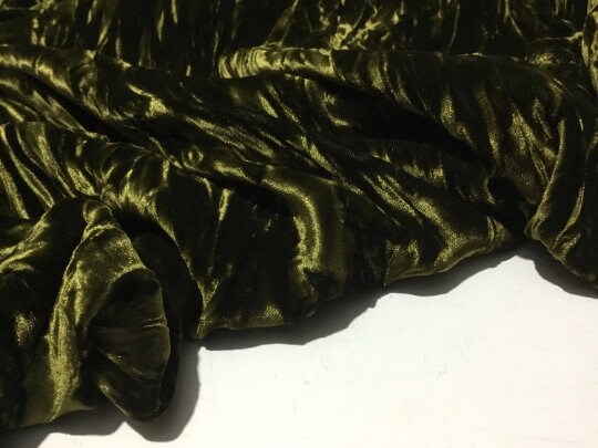 NEW High Class Khaki Green Crushed Silk Viscose Velvet Fabric