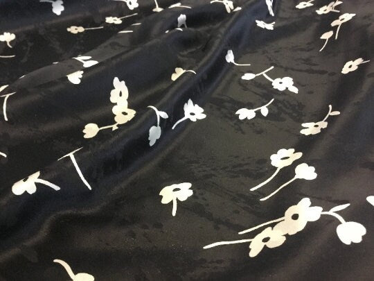 NEW High Class 100% Pure Silk Satin Burnout Effect Floral Print Fabric