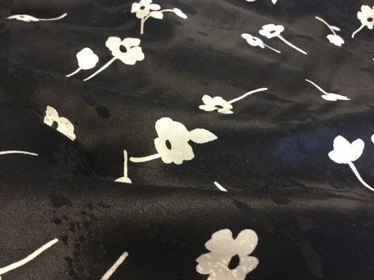 NEW High Class 100% Pure Silk Satin Burnout Effect Floral Print Fabric
