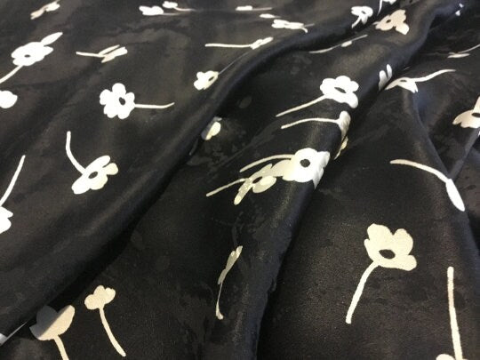 NEW High Class 100% Pure Silk Satin Burnout Effect Floral Print Fabric