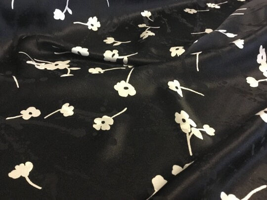 NEW High Class 100% Pure Silk Satin Burnout Effect Floral Print Fabric