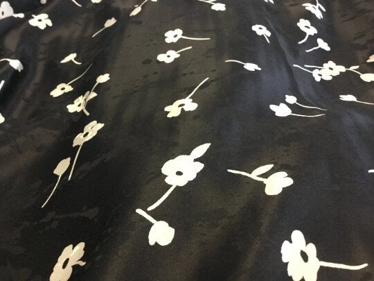 NEW High Class 100% Pure Silk Satin Burnout Effect Floral Print Fabric