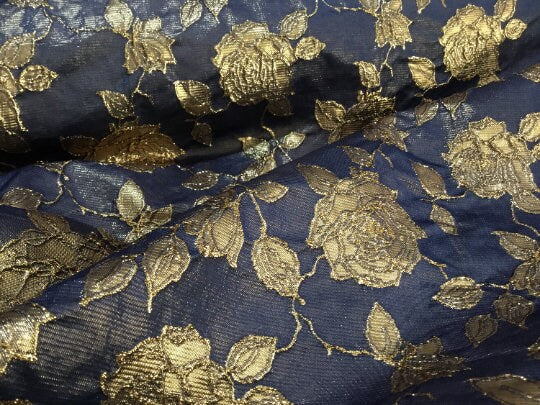 NEW High Class Gold Metallic Floral Jacquard Fabric