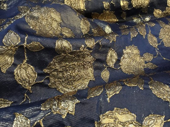 NEW High Class Gold Metallic Floral Jacquard Fabric