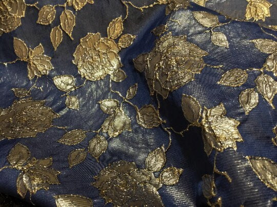 NEW High Class Gold Metallic Floral Jacquard Fabric