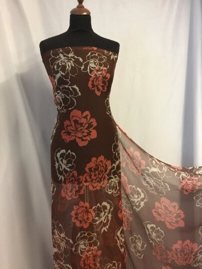 NEW High Class 100% Pure Silk Crinkle Chiffon Floral Print Fabric