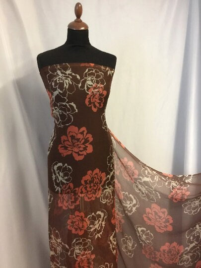NEW High Class 100% Pure Silk Crinkle Chiffon Floral Print Fabric