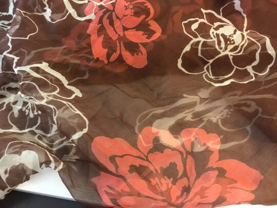 NEW High Class 100% Pure Silk Crinkle Chiffon Floral Print Fabric