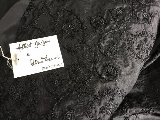 NEW Haute 100% Pure Fine Silk Taffeta Fine Floral Metallic Embroidery Fabric Made In France By Albert Guegain