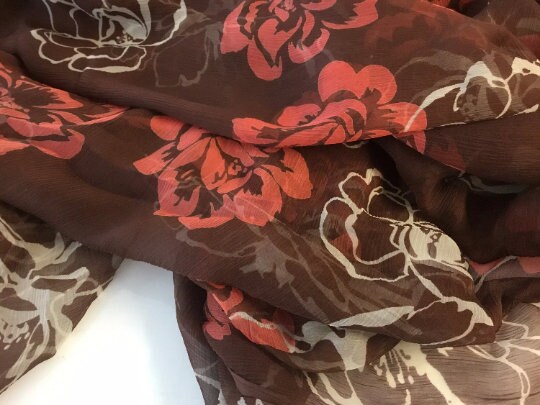 NEW High Class 100% Pure Silk Crinkle Chiffon Floral Print Fabric