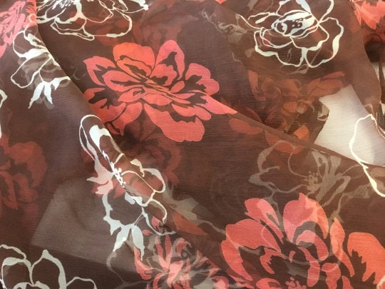 NEW High Class 100% Pure Silk Crinkle Chiffon Floral Print Fabric