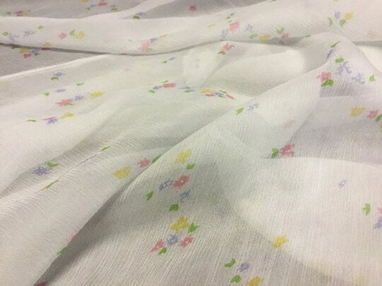 NEW High Class 100% Pure Silk Crinkle Chiffon Floral Print Fabric