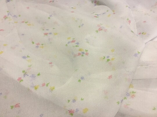 NEW High Class 100% Pure Silk Crinkle Chiffon Floral Print Fabric