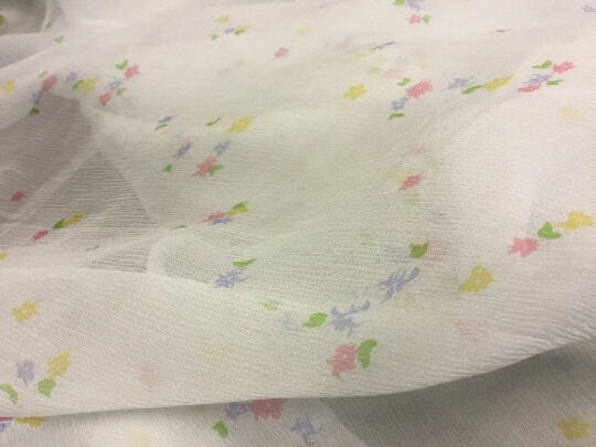 NEW High Class 100% Pure Silk Crinkle Chiffon Floral Print Fabric