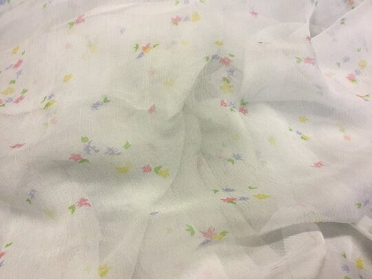 NEW High Class 100% Pure Silk Crinkle Chiffon Floral Print Fabric