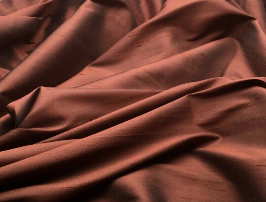 NEW High Class Brown Stretch Silk Slub Dupion Fabric
