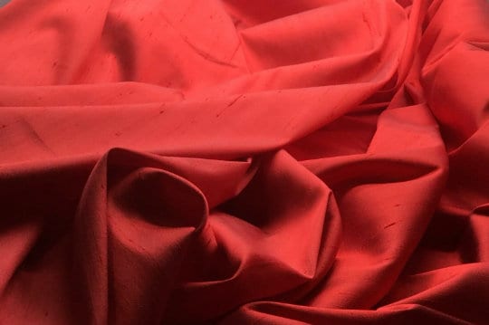 NEW High Class Red Stretch Silk Slub Dupion Fabric