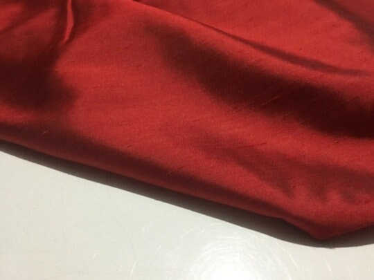 NEW High Class Red Stretch Silk Slub Dupion Fabric