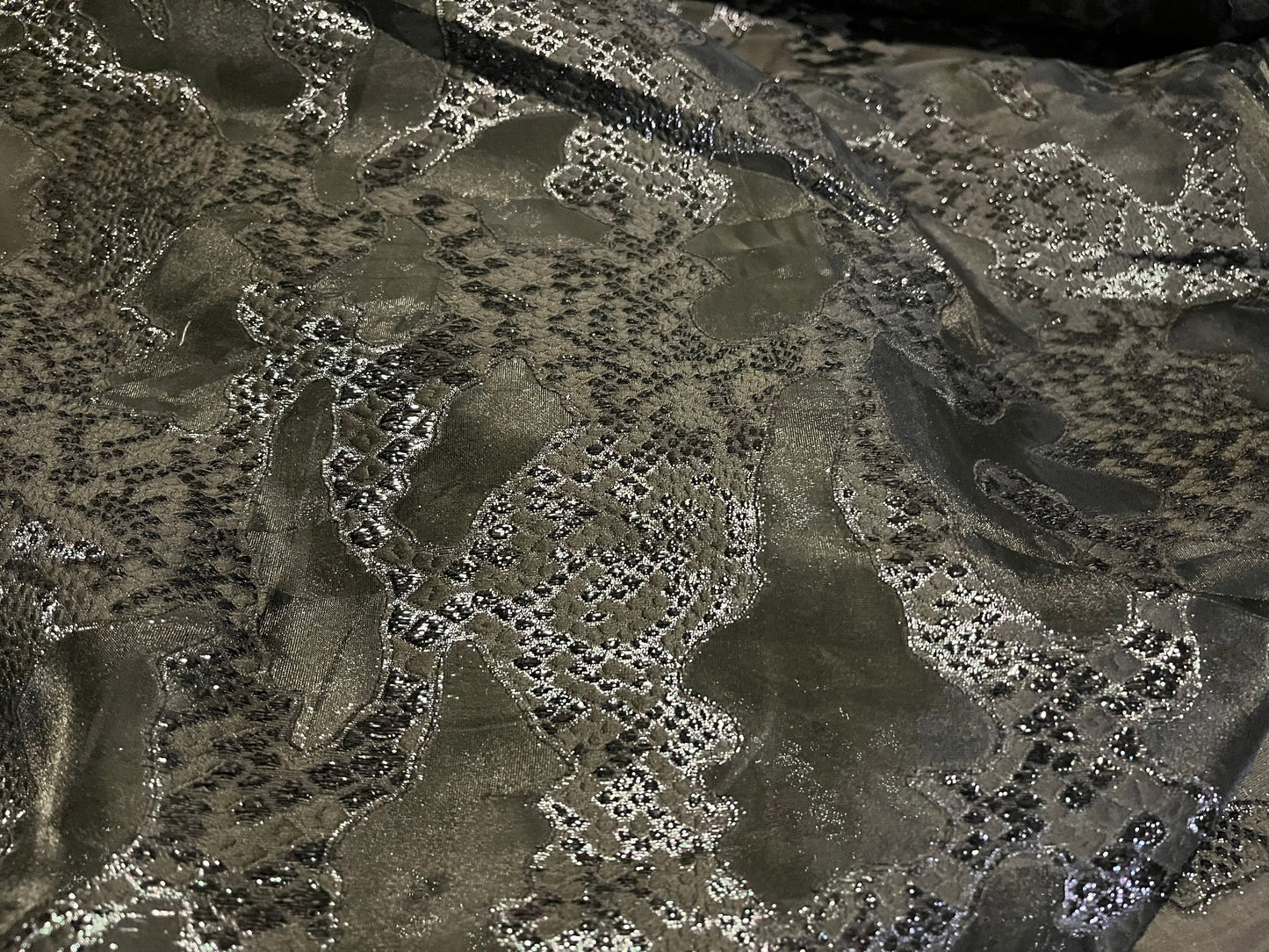 NEW High Class Black Organza Brocade Lurex Fabric