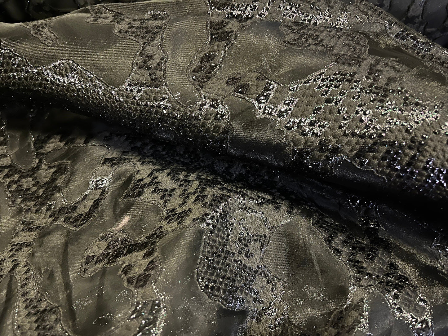 NEW High Class Black Organza Brocade Lurex Fabric