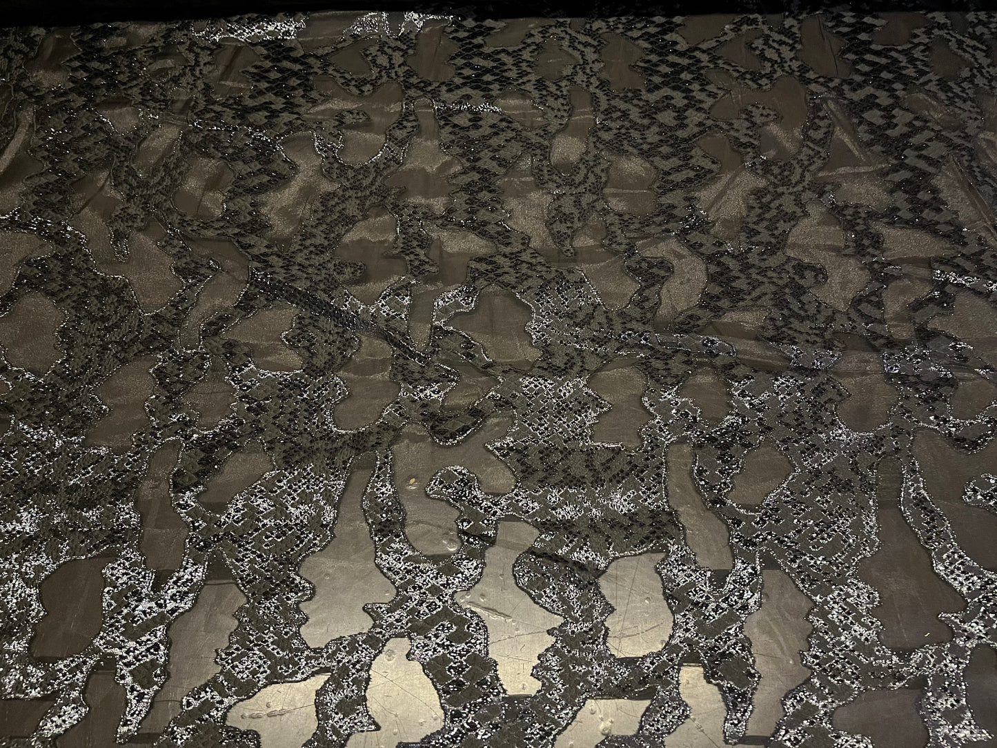 NEW High Class Black Organza Brocade Lurex Fabric