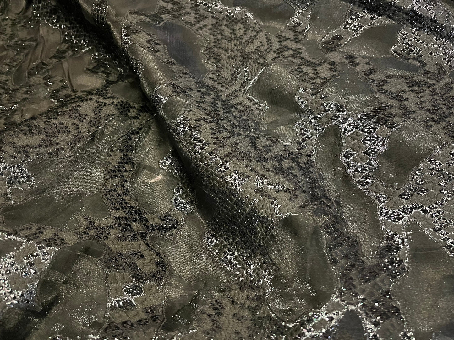 NEW High Class Black Organza Brocade Lurex Fabric