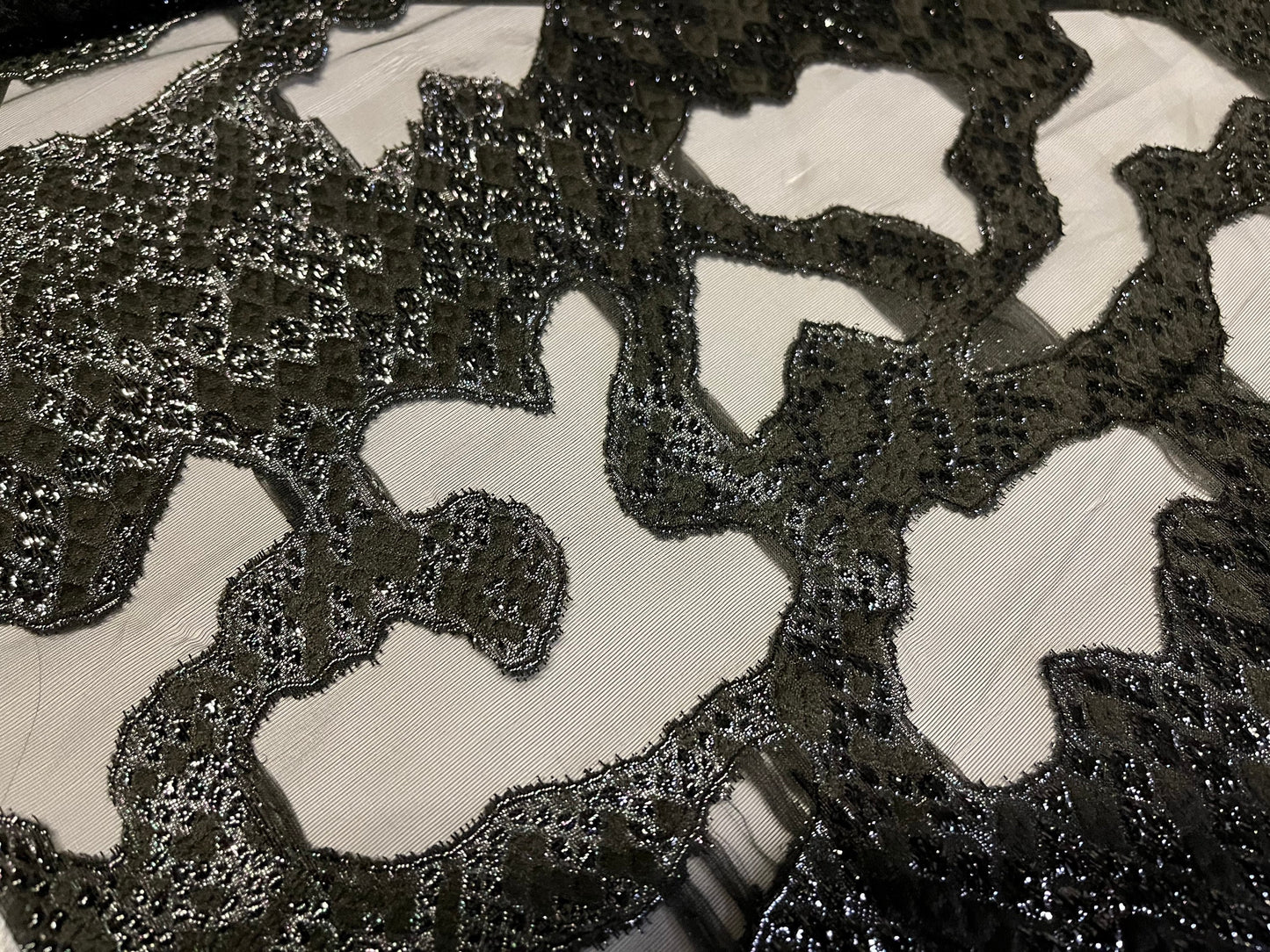 NEW High Class Black Organza Brocade Lurex Fabric