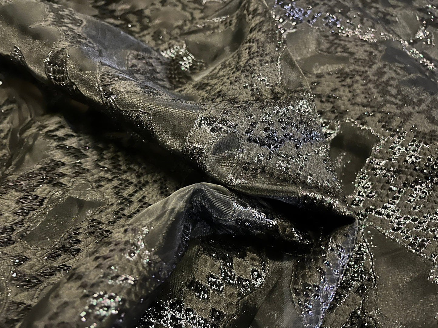NEW High Class Black Organza Brocade Lurex Fabric
